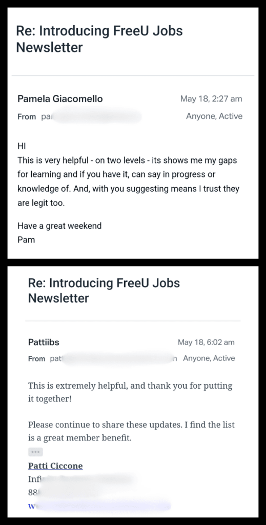 FreeU Jobs Newsletter Feedback
